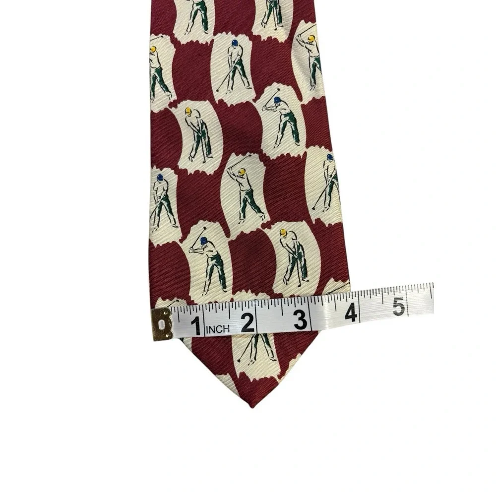 Nautica Golf Tie Red White Bag Ball Club‎ Course Summer Country Club Vintage